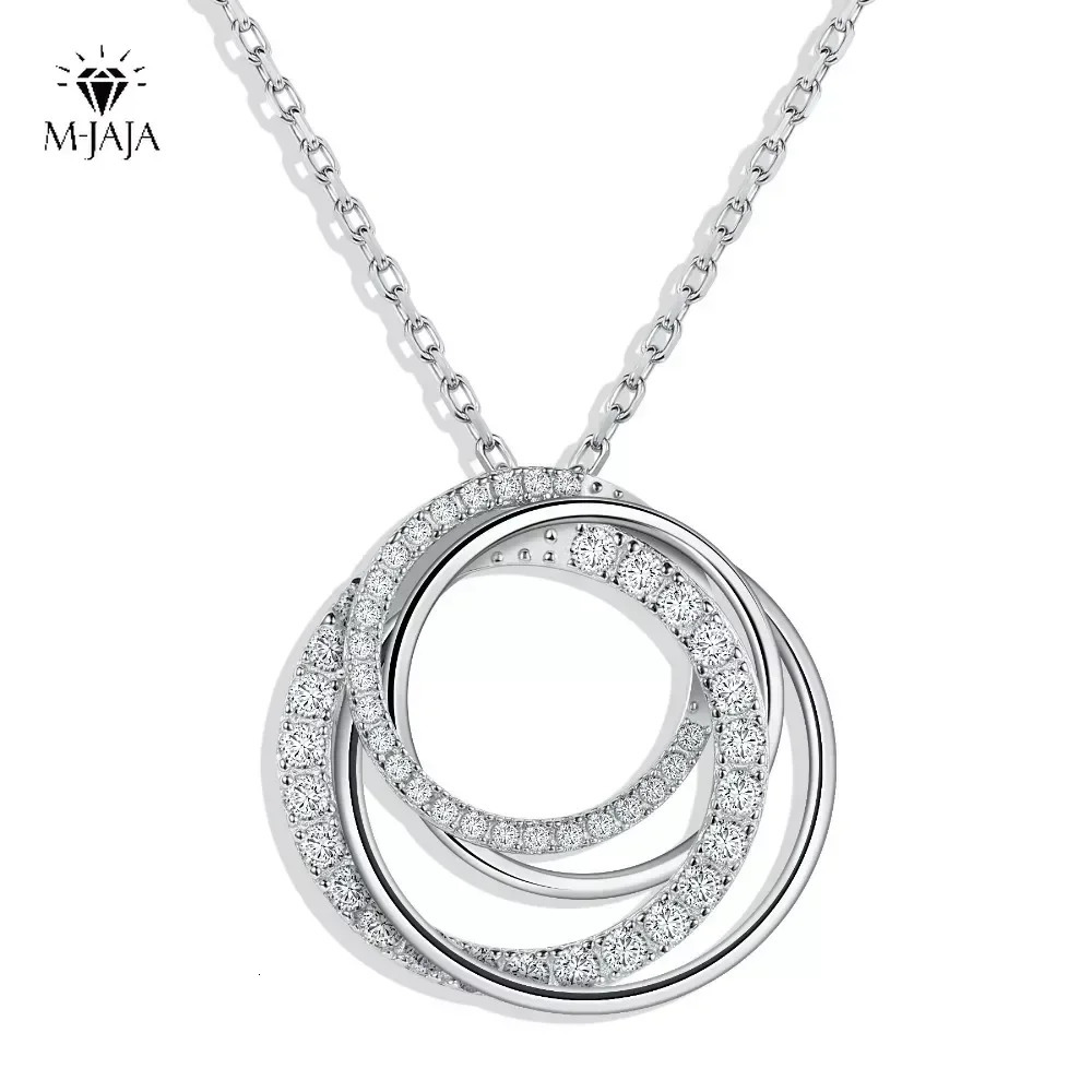 M-JAJA Womens Pendant Necklace D VVS1 18K White Gold Plated 925 Pure Silver Laboratory Diamond Chain Jewelry 241202