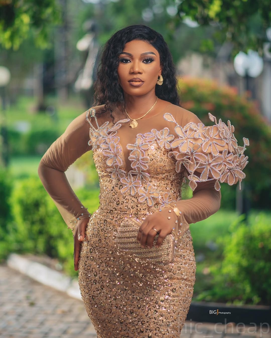 Gold Illusion Mermaid Prom Dresses 2024 Florals Full Sleeves Sequined Evening Formal Party Second Birthday Engagement Gowns Plus Size Dress For Specia