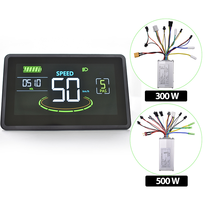High Performance 350W Brushless Control Module for Electric Scooters & Bicycles with Multicolor LCD Monitor - Supports 24V/36V/48V Systems