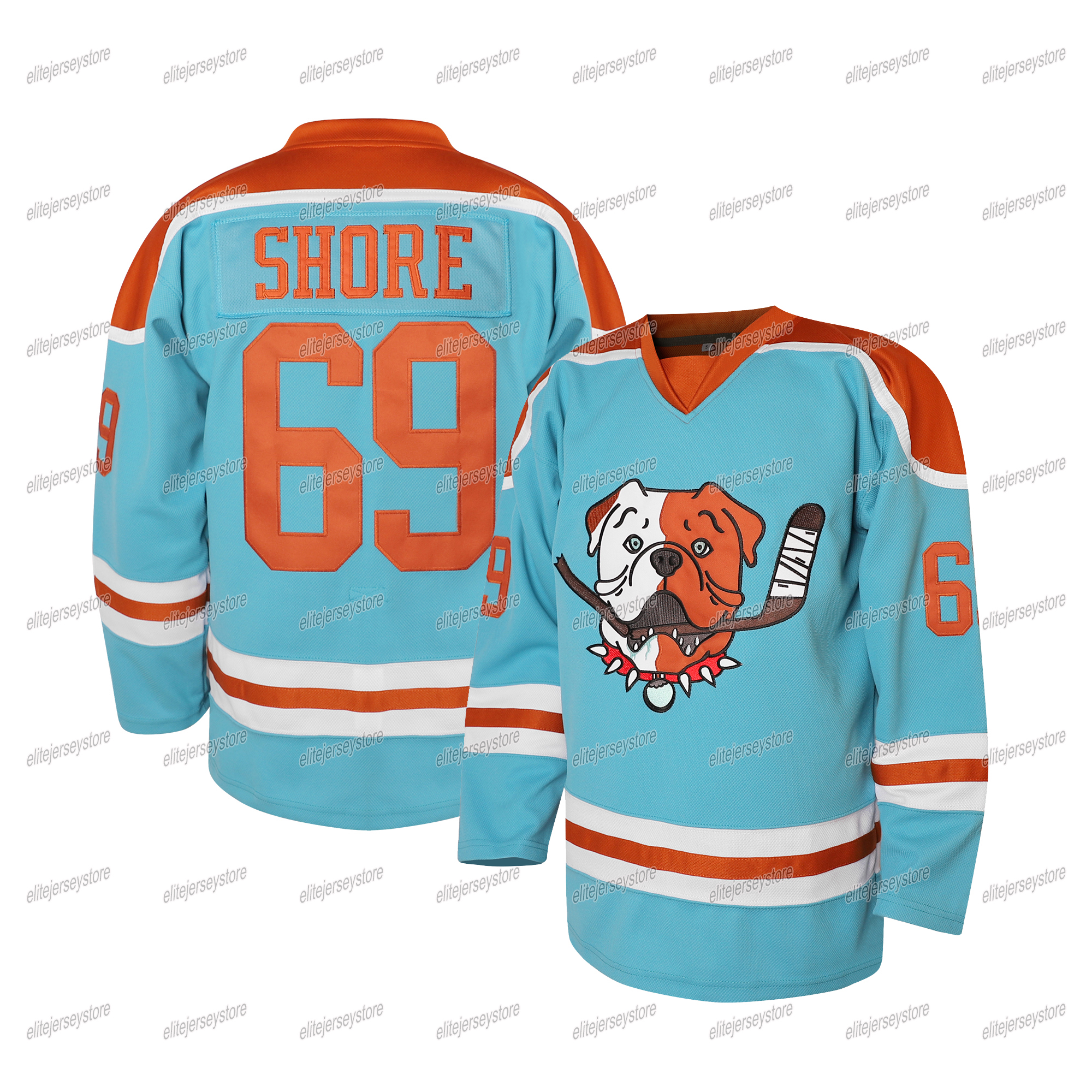In stock Shore 69 Black Sudbury Bulldogss Hockey Jersey Red Black Blue Christmas Gift 100% Stitched Fast Shipping