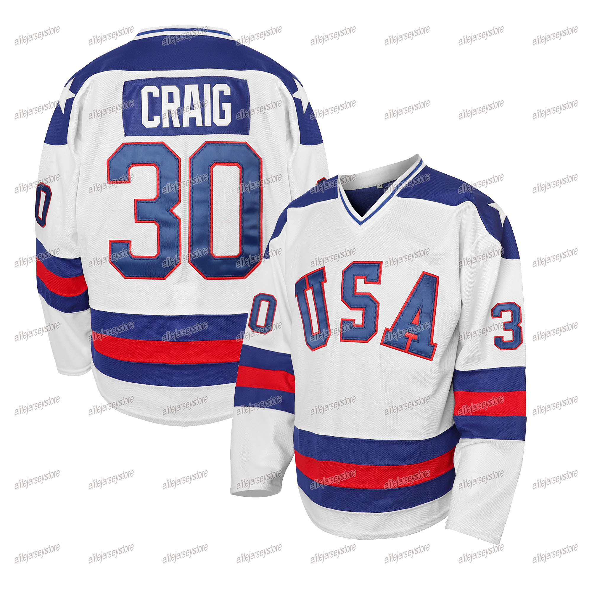 In Stock Men's 1980 USA Ice Hockey Jerseys 96 CONWAY 21 Eruzione 30 Craig 17 Ocallahan Stitched Fast Shipping Polyester Retro Classic Sportswear