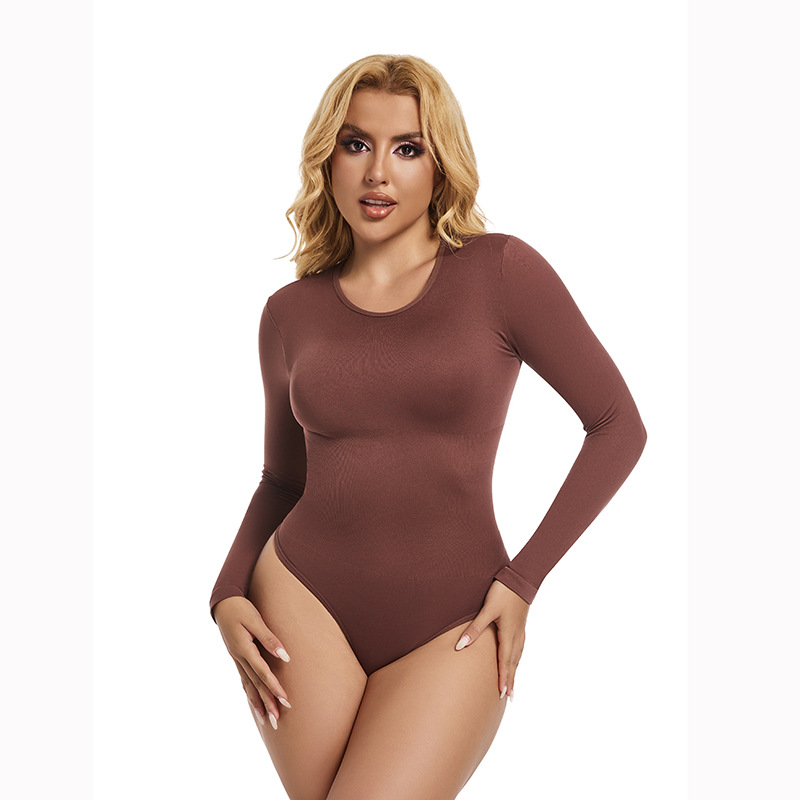 Women's Shapers Autumn Winter Fajas Shaper Women Seamless Shapewear Bodysuit Tummy Control Long Sleeve Stretch Slimming Compression Basic
