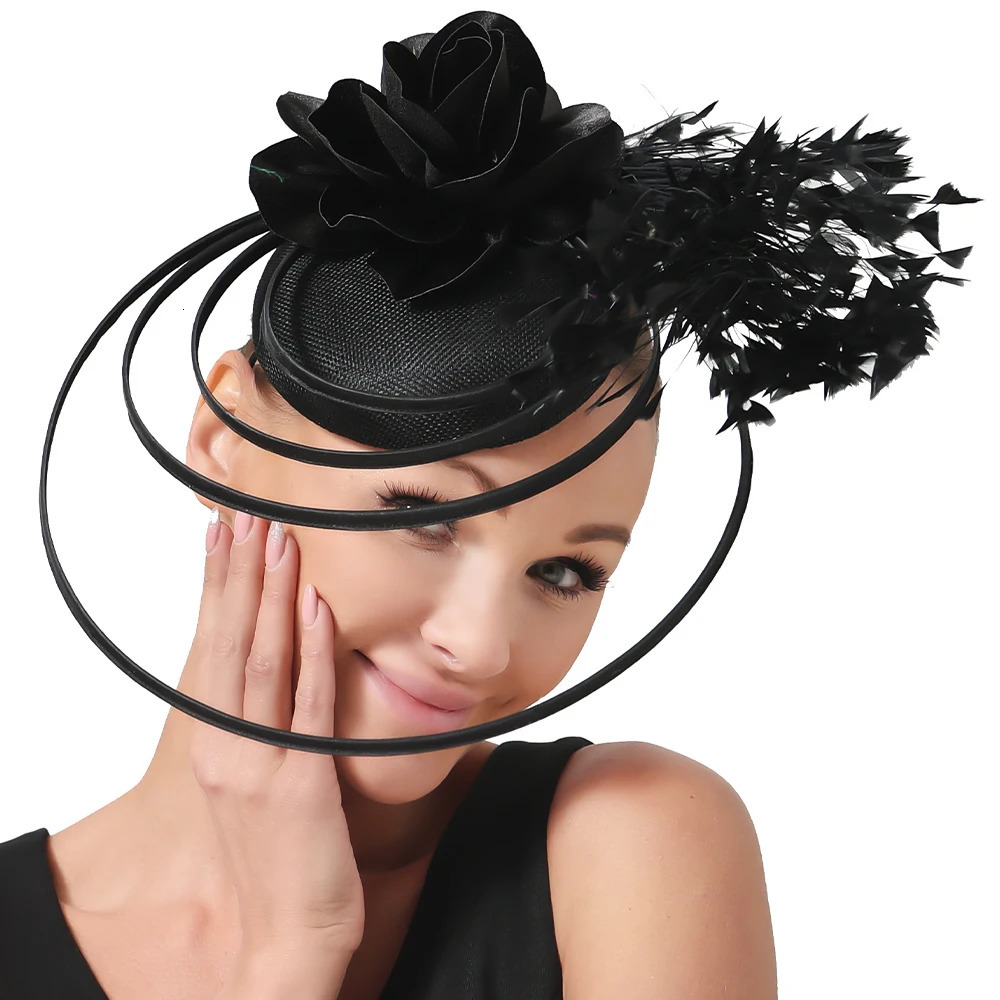 beige competition ocn charm hat bow bride wedding church hat womens beautiful fancy cocktail party base multi-color 241203