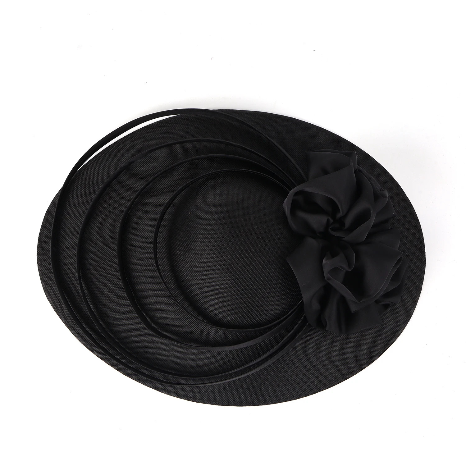 Black Big Flower Charming Sinamay Church Hat Kentucki Derby Hat Wedding Headband Hat Cocktail Tea Party 241203