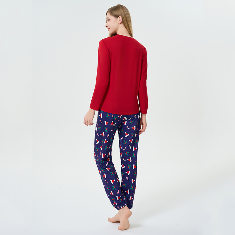 Christmas printed suit set designer women's elastic long sleeved round neck home