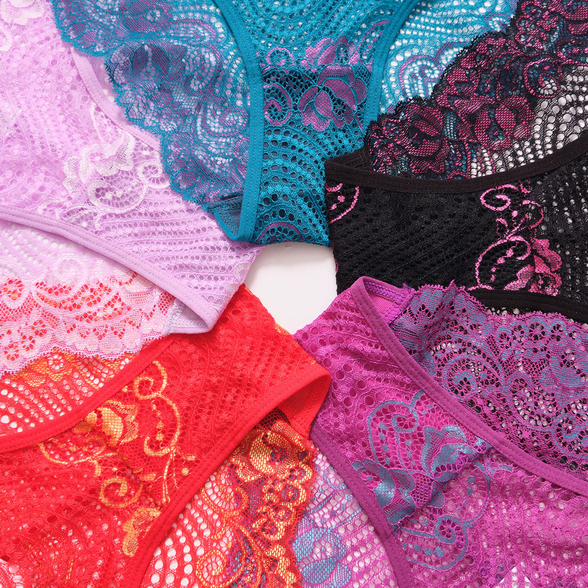 5 Pack Lace Underwear for Women Sexy Cheeky Panties Seamless Women's Underwear Hipster Ladies No Show Breathable Bikini