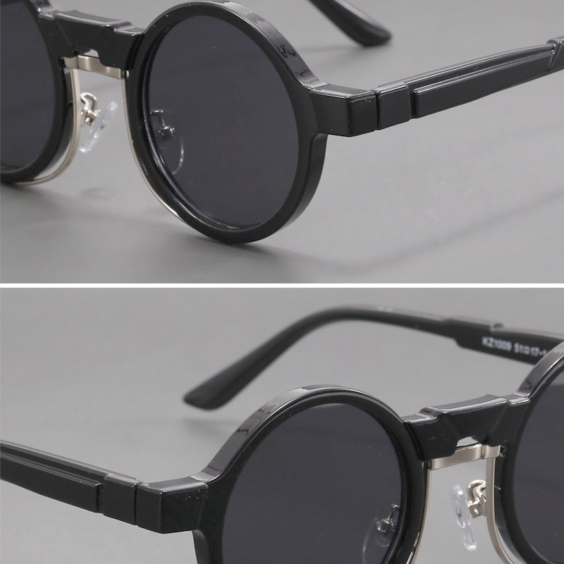 Steampunk Round Sunglasses Men Pilot Black Women Personalized Design Vintage Retro Rectangle Goggles Gothic Y2K Futuristic a Pilot with Cool Cyberpunk