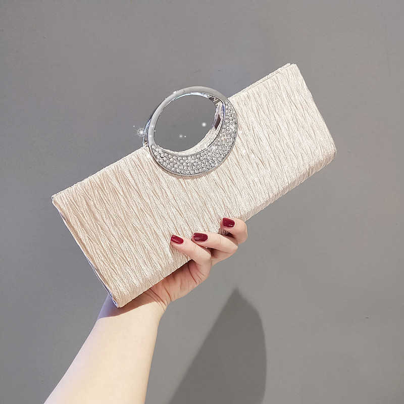 New dinner hand bag with diamond small bag pleated women's bag fashion KTV Princess Bag Fashion banquet bag portable