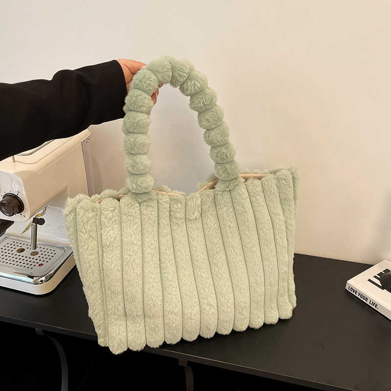 Plush bag, fashionable single shoulder bag, 2024 winter new tote bag, work commuting texture handbag, women's bag 241203