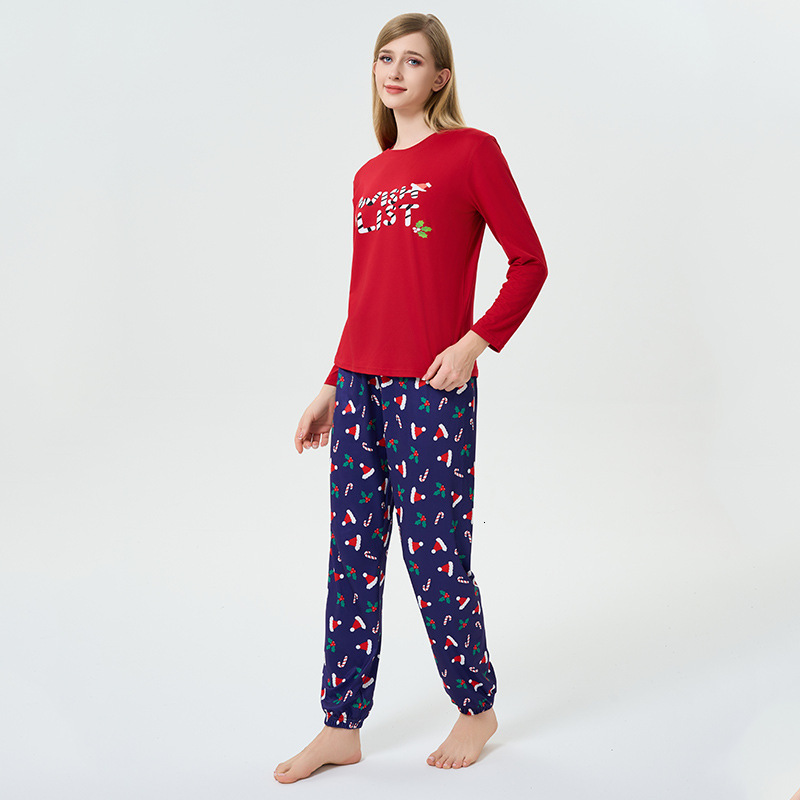 Christmas printed suit set designer women's elastic long sleeved round neck home