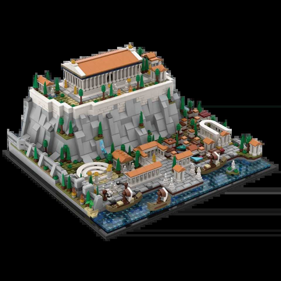 Gobricks MOC Greece Acropolis of Athens Parthenon Amphitheatre Building Block Modular Castle Tower Architecture Brick Model ToyXJ241203