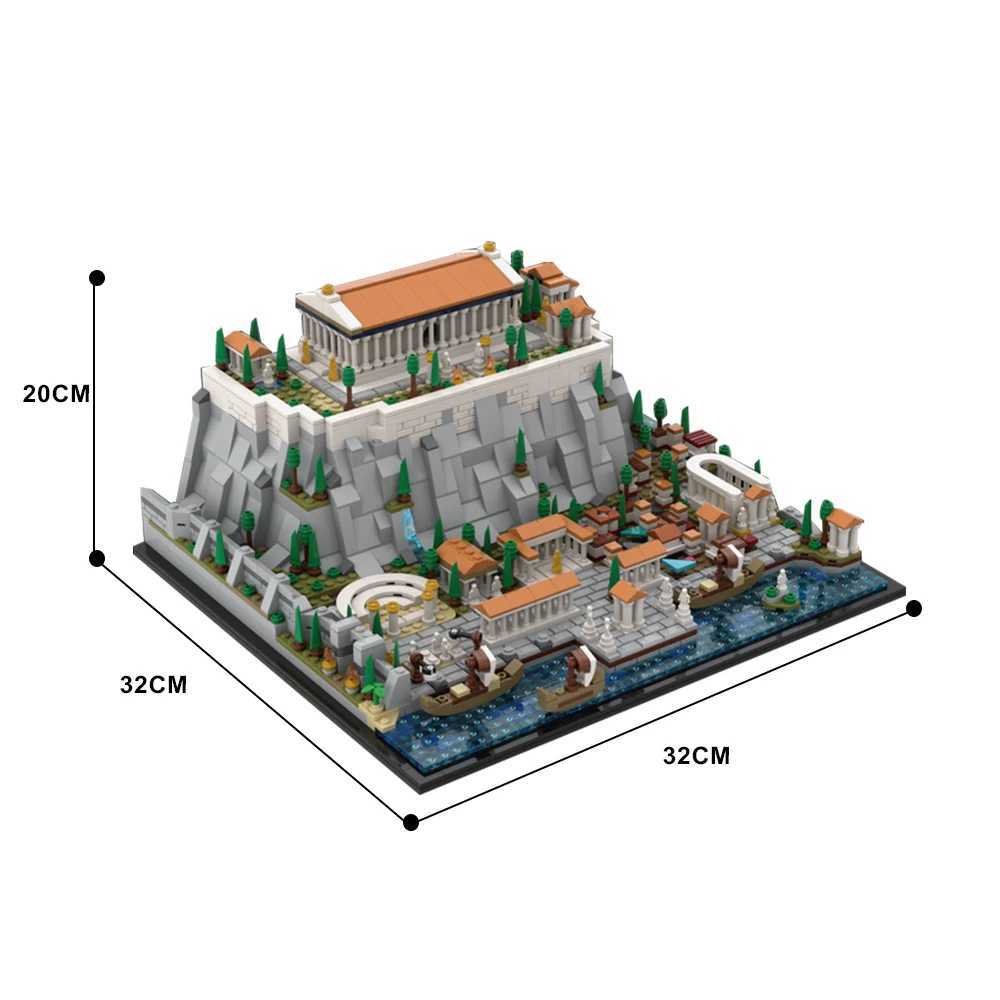 Gobricks MOC Greece Acropolis of Athens Parthenon Amphitheatre Building Block Modular Castle Tower Architecture Brick Model ToyXJ241203