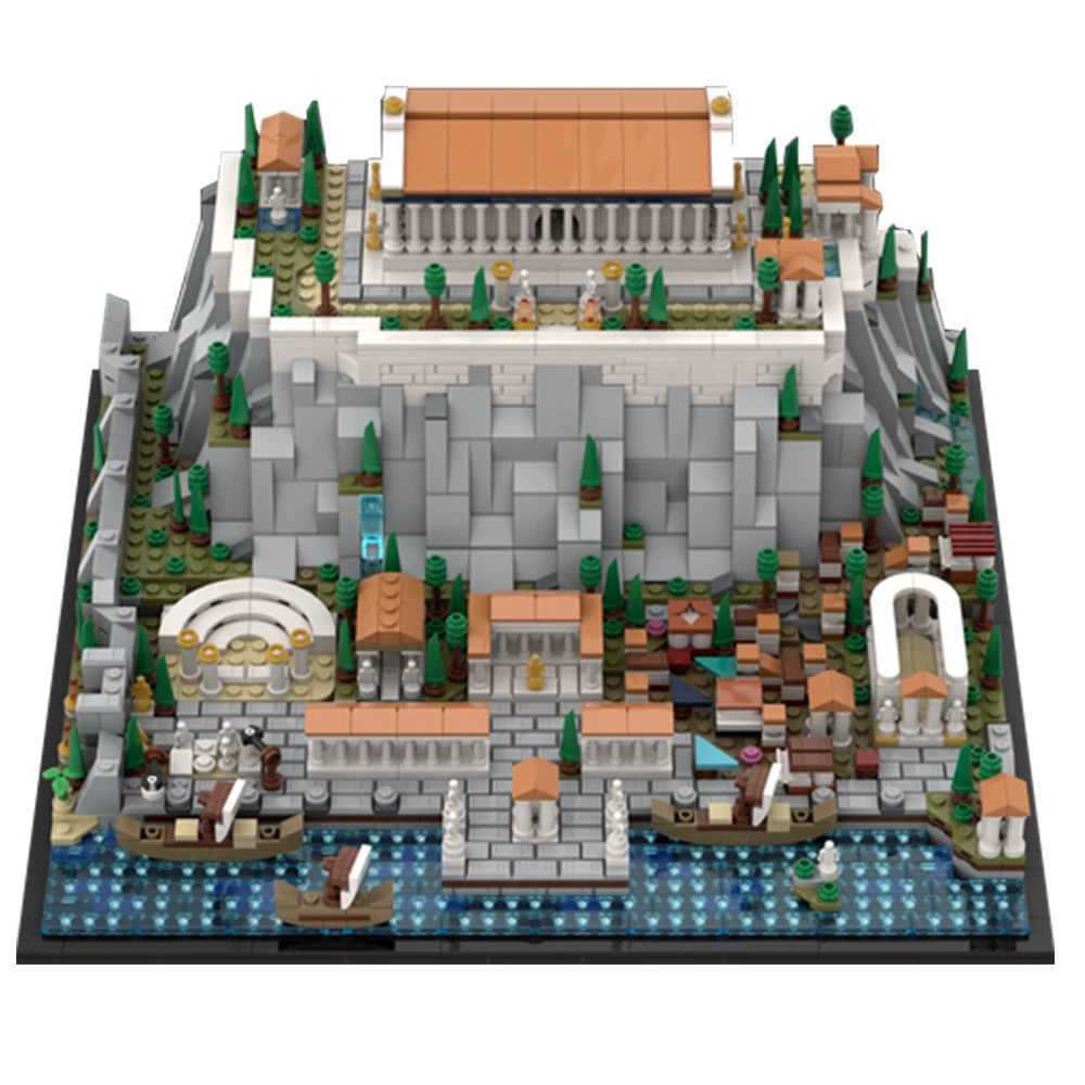 Gobricks MOC Greece Acropolis of Athens Parthenon Amphitheatre Building Block Modular Castle Tower Architecture Brick Model ToyXJ241203