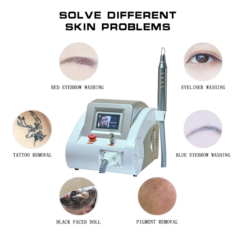 Non-invasive ND Yag Laser 1064nm 532nm 1320nm Tattoo Removal Machine Pigmentation Correctors Black Doll Treatment Skin Whitening Machine