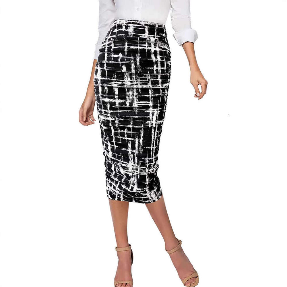 2024 Shein new women's leopard print sexy style high waisted hip hugging long skirt