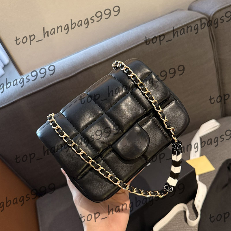 Lambskin Mini Square Flap Designer Cross Shoulder Bags With Card Holder Chains Handbag Makeup Vanity Cosmetic Case Purse 18cm