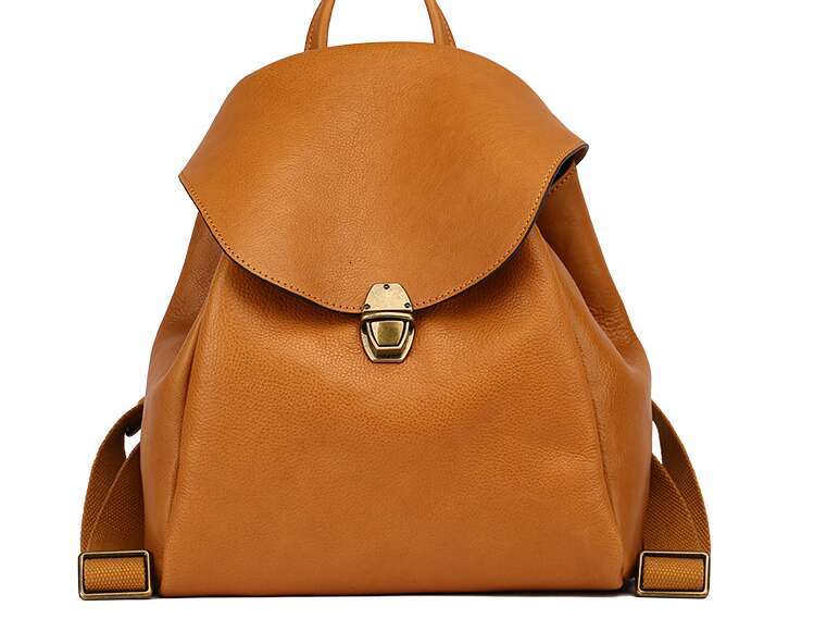 Handmade women's large capacity leather backpack, vintage student backpack, casual travel backpack