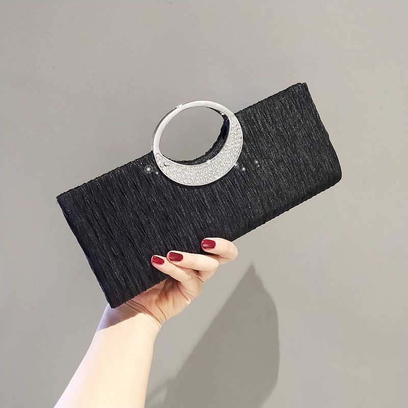 New dinner hand bag with diamond small bag pleated women's bag fashion KTV Princess Bag Fashion banquet bag portable