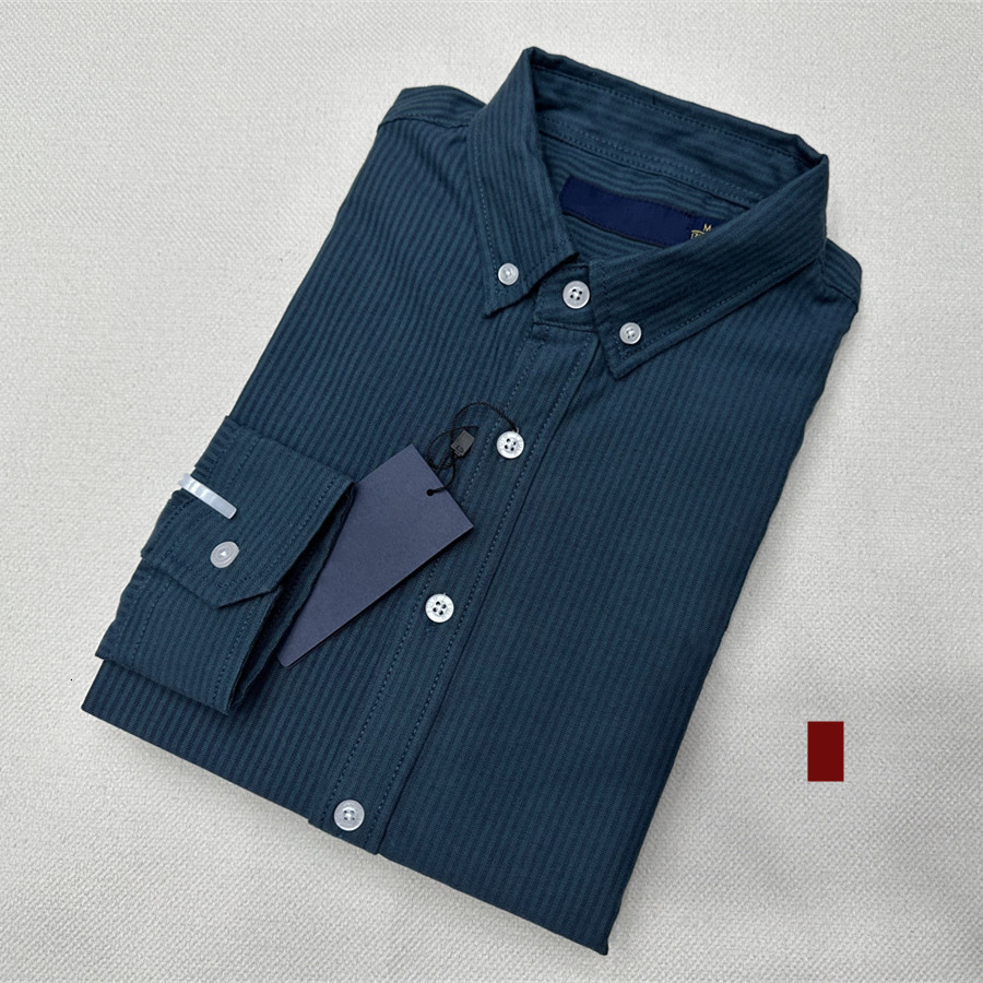 Men Casual Stripe Oxford Fabric Long Sleeve Comfortable Business Dress Shirts Spring Autumn