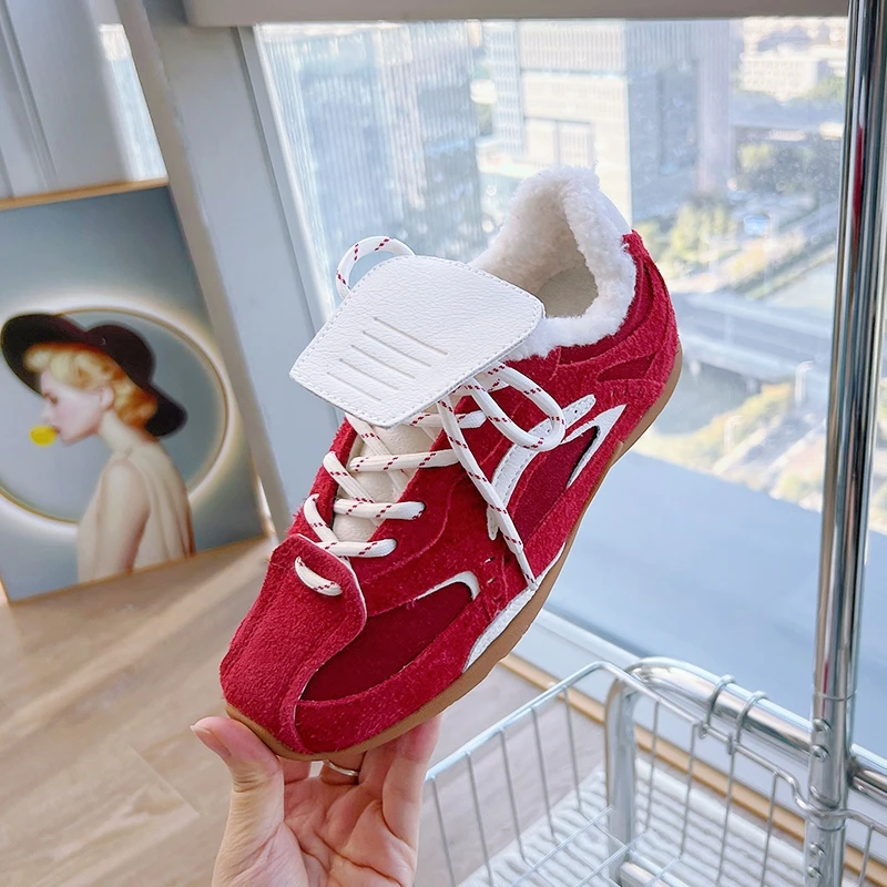 AIYUQI Women Moral Training Shoes Non-slip Winter Female Forrest Gump Shoes Large Size Velvet Sneakers Shoes for Women