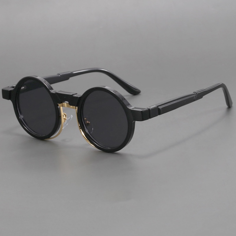 Steampunk Round Sunglasses Men Pilot Black Women Personalized Design Vintage Retro Rectangle Goggles Gothic Y2K Futuristic a Pilot with Cool Cyberpunk