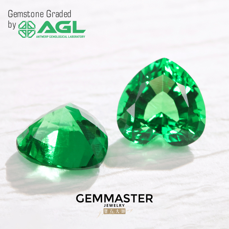 Heart Lab Grown Emerald VVS VS Verdant Green Muzo Green Loose Emerald With AGL certificate Lab Emerald Custom Ring Earrings