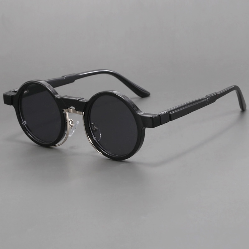 Steampunk Round Sunglasses Men Pilot Black Women Personalized Design Vintage Retro Rectangle Goggles Gothic Y2K Futuristic a Pilot with Cool Cyberpunk