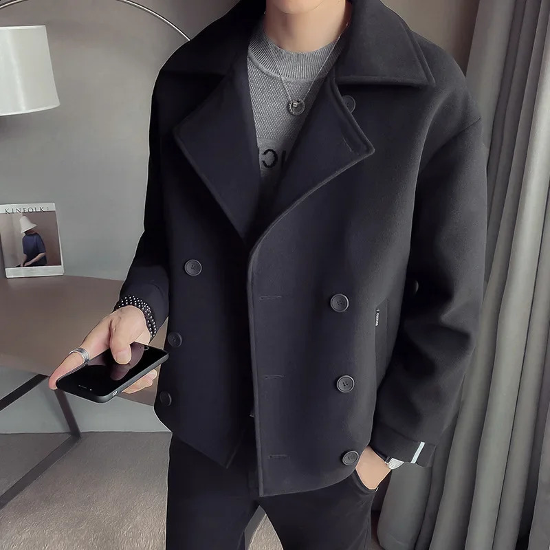 Autumn/winter mens tailored wool jacket sexy Korean trend British style casual loose cardigan jacket 241203