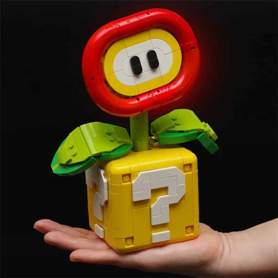 Free shipping Cannibalism Plant Toy Model Flame Flower Assembly Building Block Set Brick MOC Educational Desktop Ornament Kid Christmas Gift