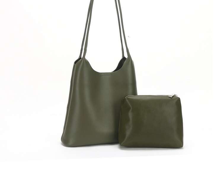 Large capacity women's leather handbag, fashionable and simple women's magnetic button bag