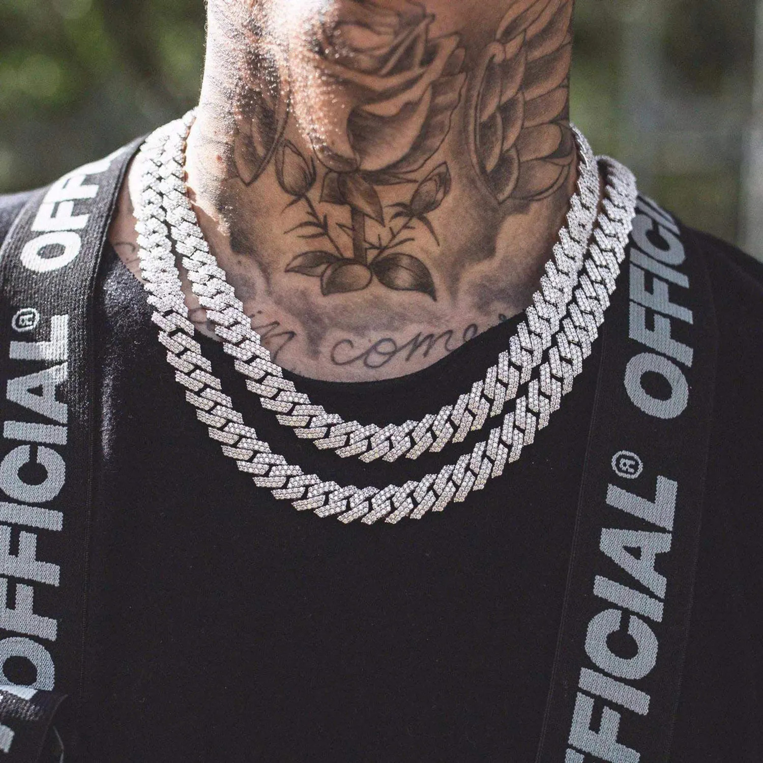 13mm Hip Hop Iced Out Cuban k Chain Gold/Platinum Bg Miami Choker Lab Dia Necklace Mens Gift 241202