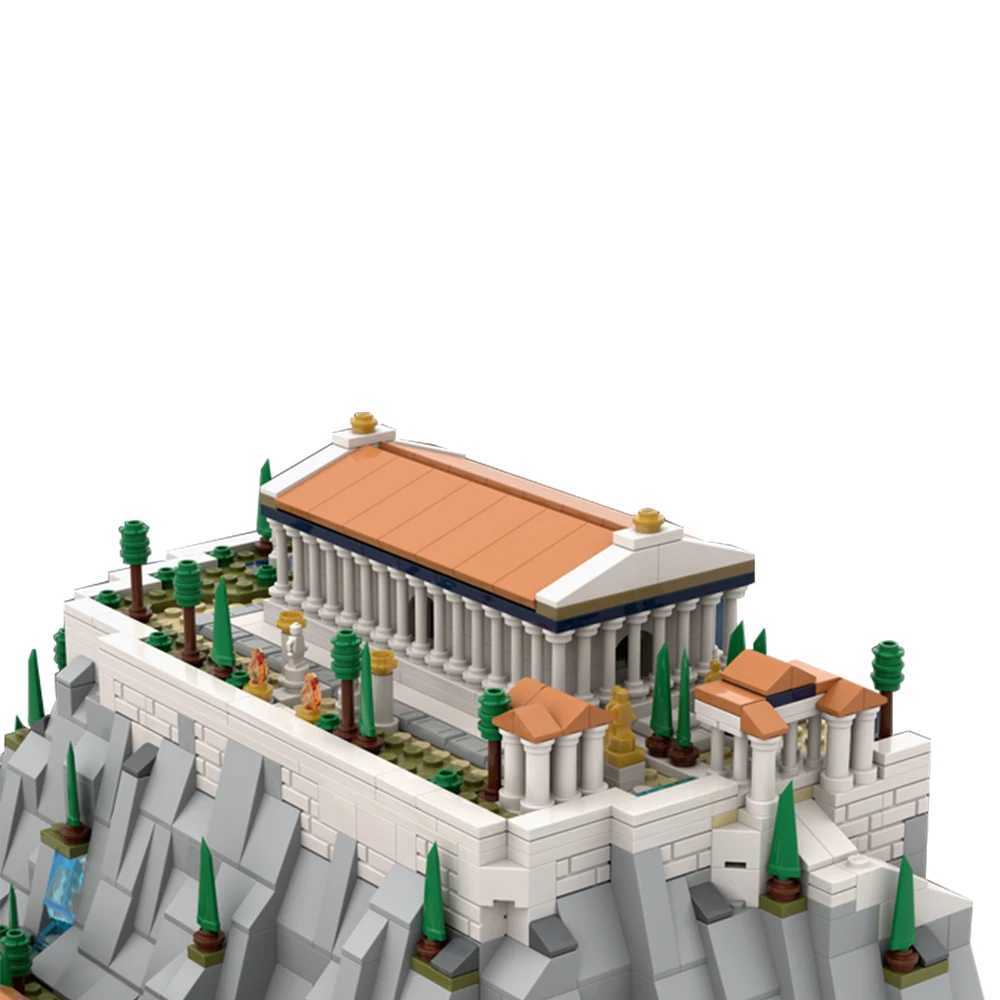 Gobricks MOC Greece Acropolis of Athens Parthenon Amphitheatre Building Block Modular Castle Tower Architecture Brick Model ToyXJ241203