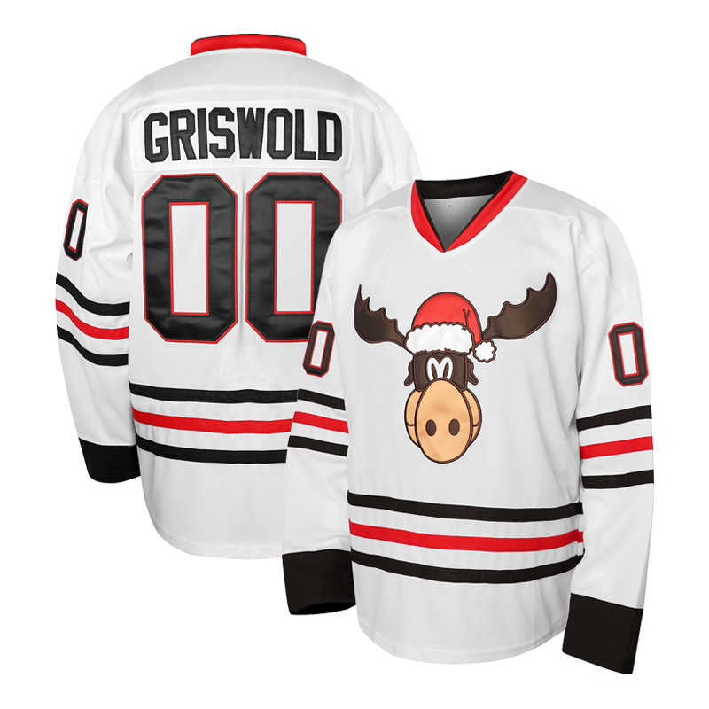 00 Moose Clark Hockey Jerseys X-Mas Vacation Stitched Letters Numbers Fan Apparel Breathable Polyester S-3XL White Black Red Milu deer