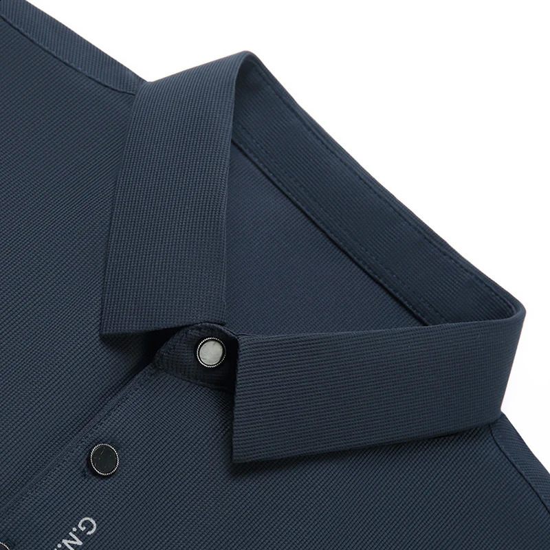 Huafu Cake Mens High end Short sleeved T-shirt Summer Ice Silk Business Seamless Collar Polo Shirt Thin Edition 241203