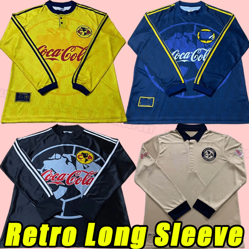 long sleeve 98/99 Club America Retro soccer jerseys LIGA MX Football Shirts S.CABANAS ZAMORANO BRANDAO CHUCHO 1995 1998 1999 Men Uniforms goalkeeper home away