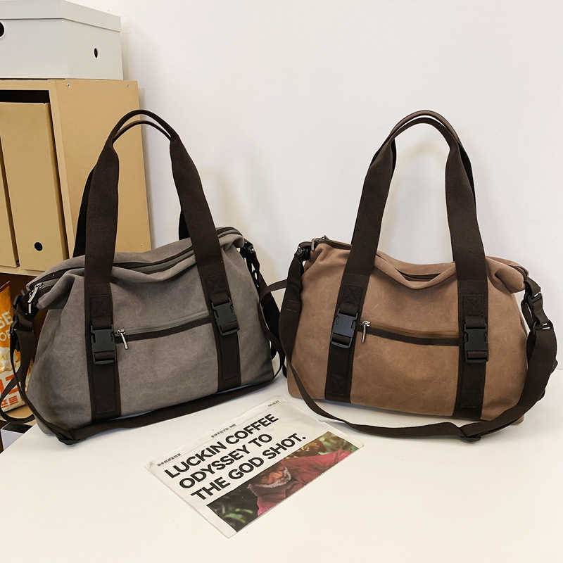 2024 New Men's Bag Canvas Bag British Canvas Travel Bag Shoulder Cross Shoulder Handbag Korean Edition Casual Men's Bag 241203