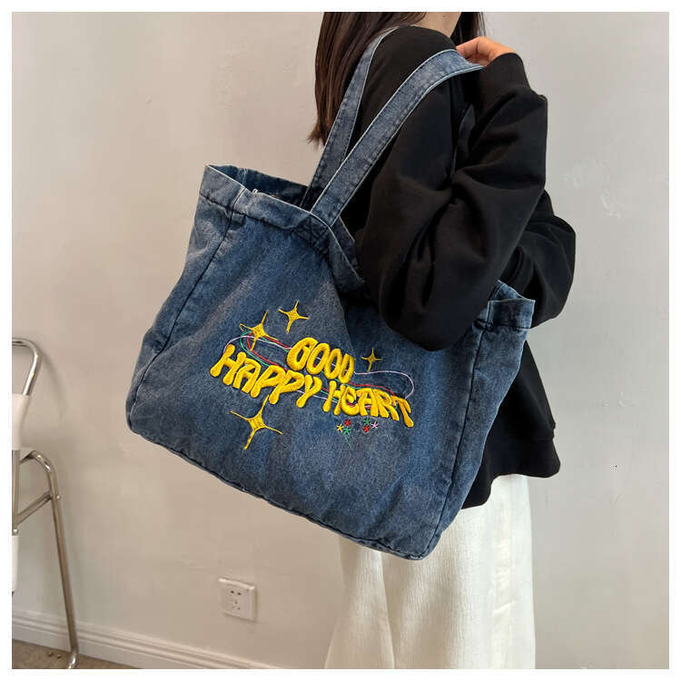 New large capacity denim shoulder bag, student canvas backpack, women's crossbody bag, handbag