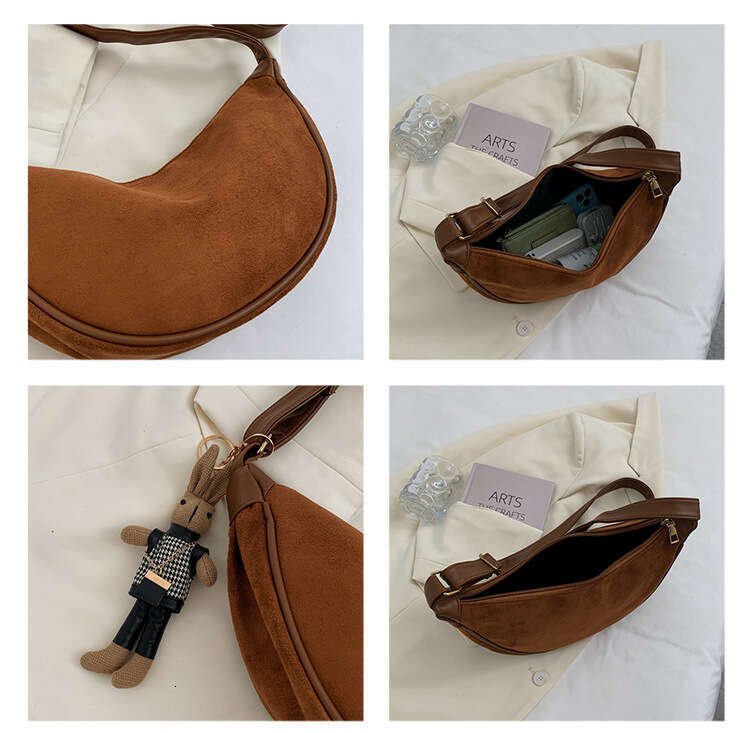 New women's frosted coarse diagonal flip bucket bag, student class shoulder premium crossbody bag
