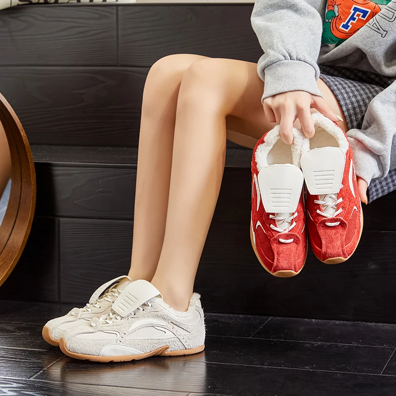 AIYUQI Women Moral Training Shoes Non-slip Winter Female Forrest Gump Shoes Large Size Velvet Sneakers Shoes for Women