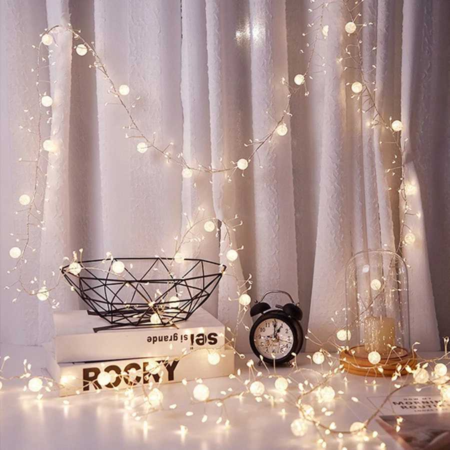 8 Modes Crystal Crack Ball Fairy String Lights Outdoor 6M 400LEDs Christmas Garlands Firecrackers Lights for Garden Party Decor Z241203