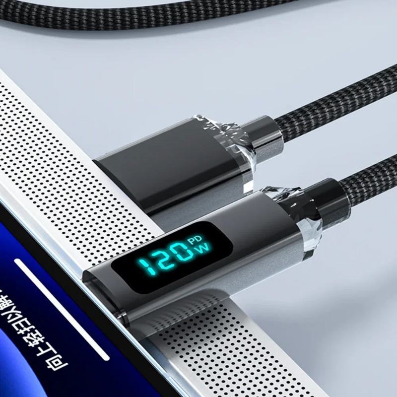 Super Fast Charging USB to C Cable with LED Display for iPhone, Xiaomi, POCO, Samsung