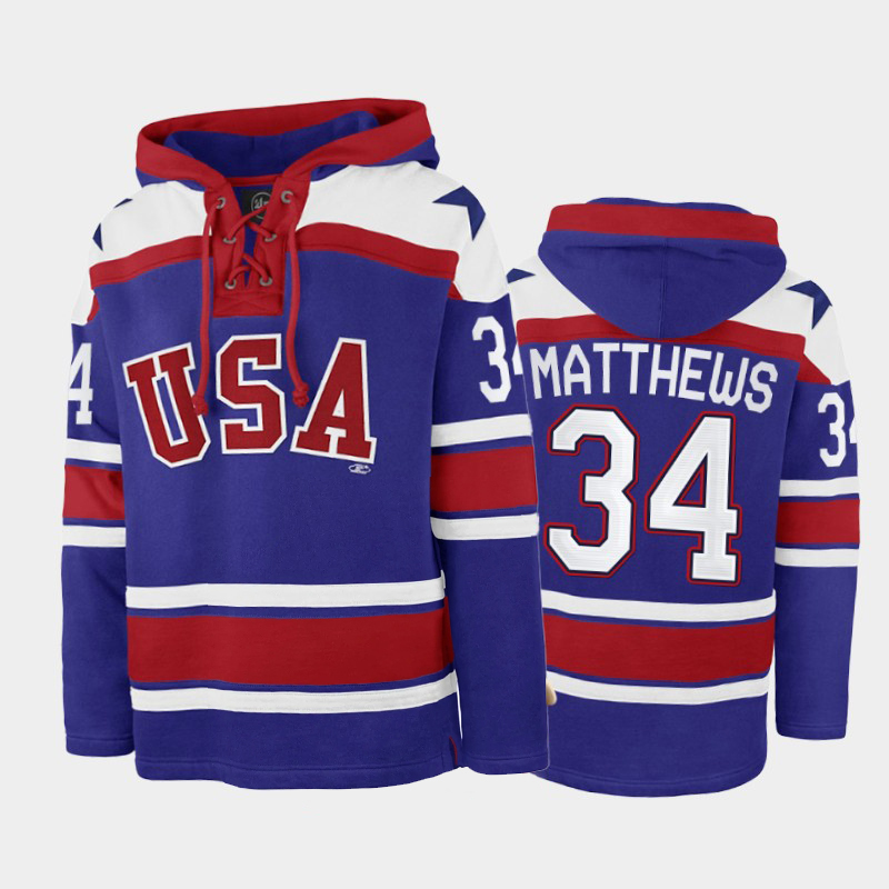 Custom USA Hoodie Jersey Cole Caufield Blake Wheeler Mike Modano Jack Hughes Matthew Boldy Patrick Kane Logan Cooley Personalized