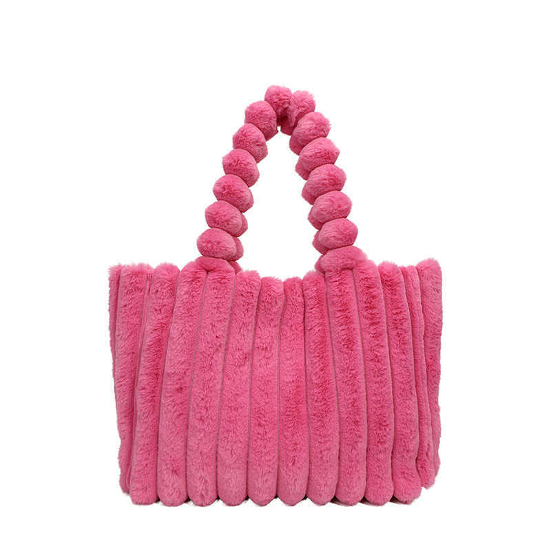 Plush bag, fashionable single shoulder bag, 2024 winter new tote bag, work commuting texture handbag, women's bag 241203