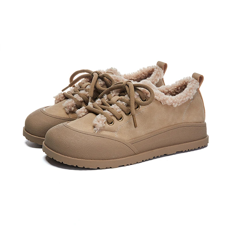 AIYUQI Winter Female Shoes Flat-soled Velvet Sneakers for Women Large Size Snow Boots Women's Fur Shoes