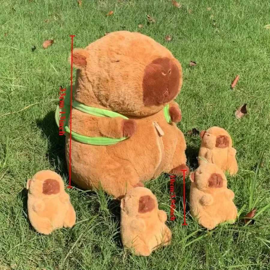 Capybara Plush Toy Set Mommy with 4 Little Capibaras Capibala Plushie Dolls Stuffed Animal Pillow Turtle Backpack Car DecorXJ241204