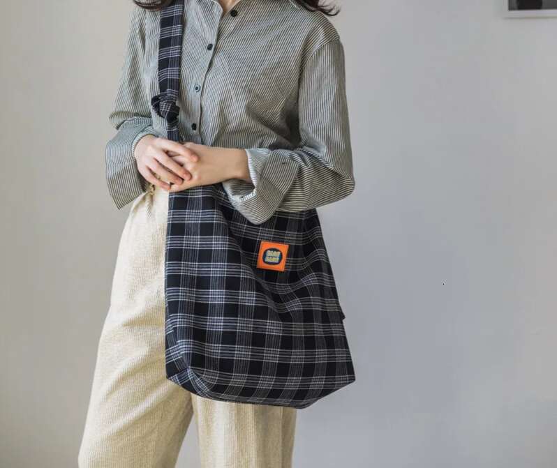 Designer Style Canvas Lazy Day Crossbody Version Of Everything Checked Cloth Bag