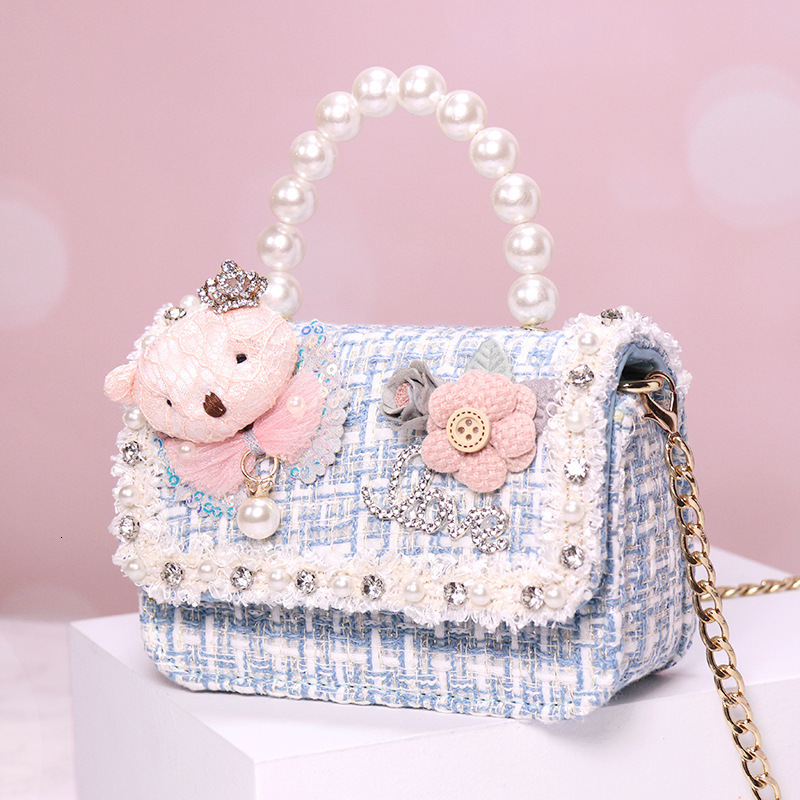 2025NEW New Korean fashion pearl designer handbag cute bear personalized princess crossbody bag Bag trendy handbag