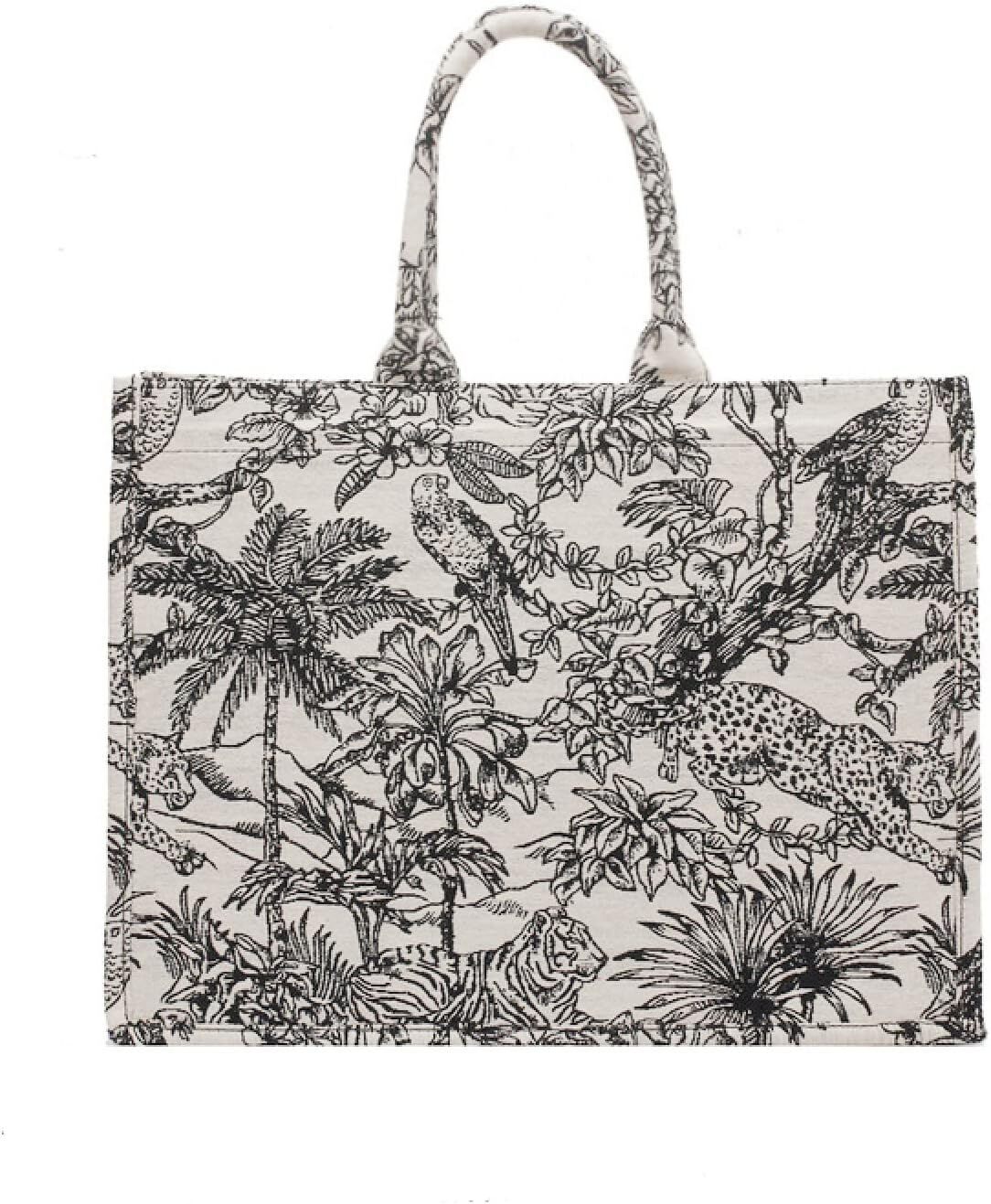 Large 2024 Capacity Handbag With Linen, Cotton Embroidery, Exquisite Graffiti, Fashionable Shopping Bag