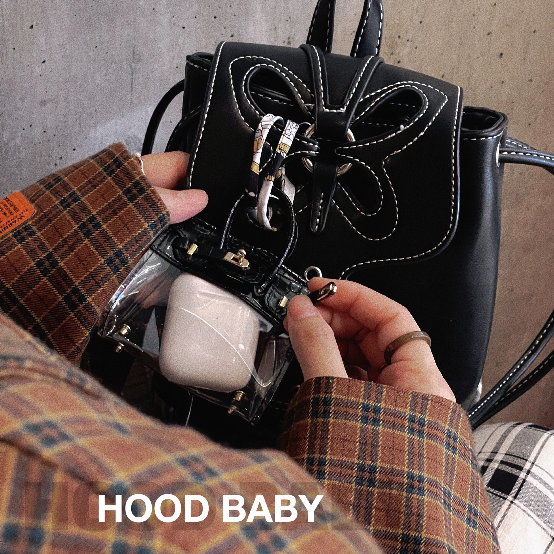 New mini transparent leather storage bag for car keys perfume lipstick coin headset case for apple box with chain bag