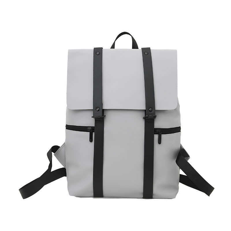 Fashion Simple Solid Color Backpack Mori Department Leisure Function Student Backpack Men's Campus Pu Large Capacity Schoolbag 241204
